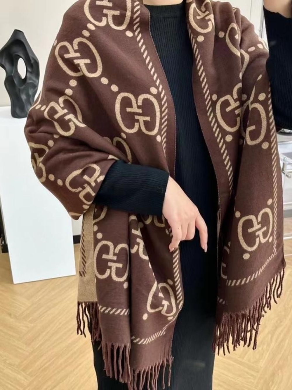 Brown Elegant Winter Scarf/ Wrap Shawl